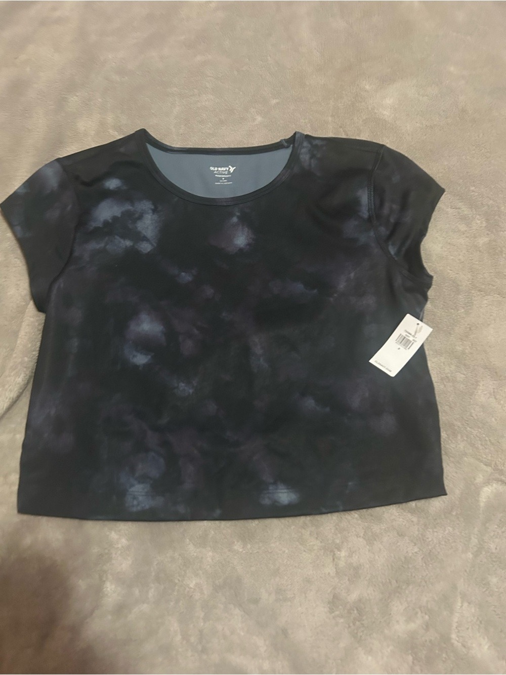 Old Navy Black Tie-Dye Short Sleeve sports top